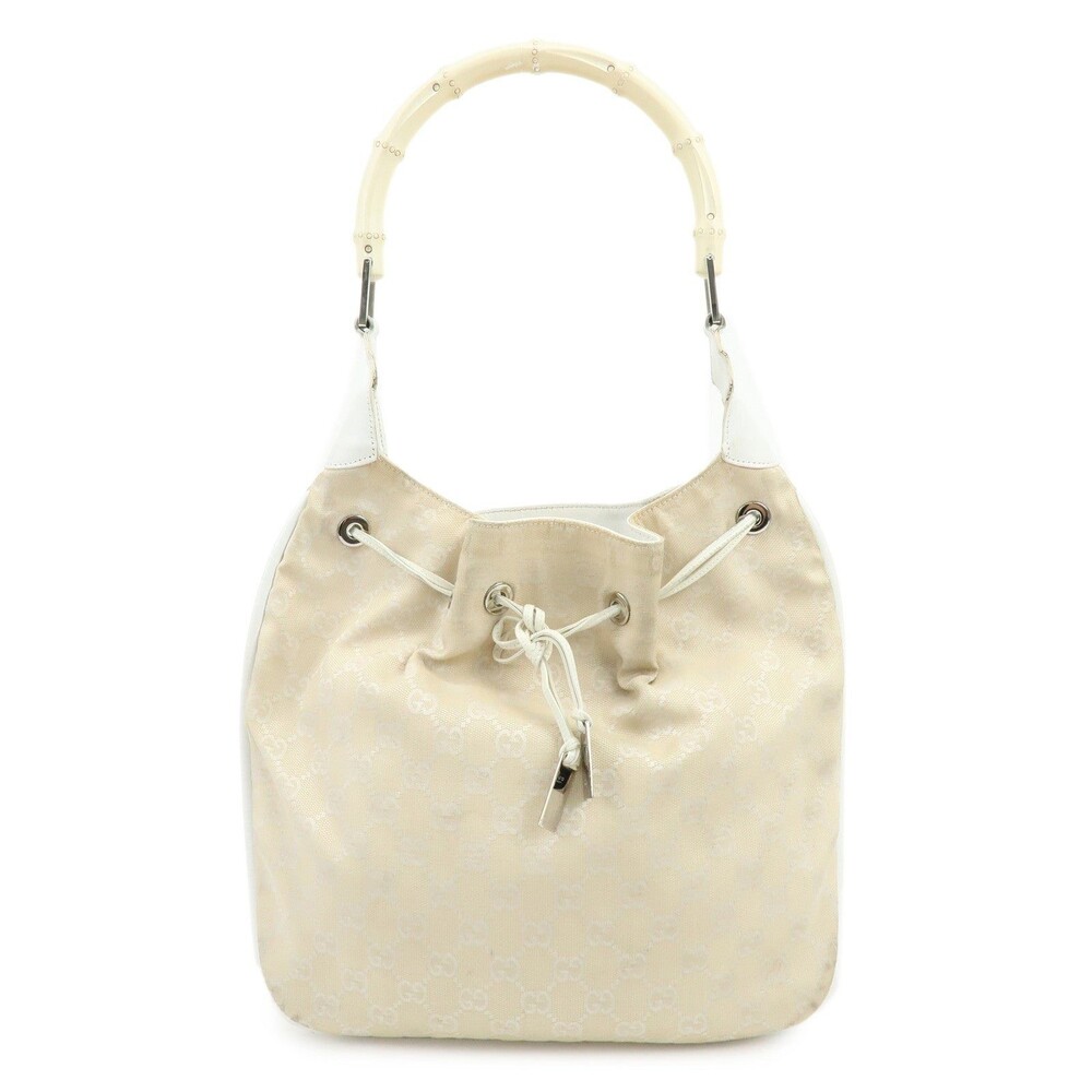 Gucci Bamboo GG Supreme Shoulder Bag Beige